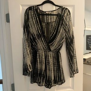 Black and white long sleeve romper